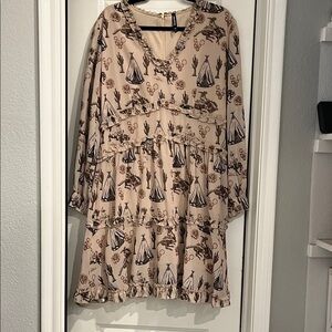 Crazy Train Beige Floral Ruffle Dress